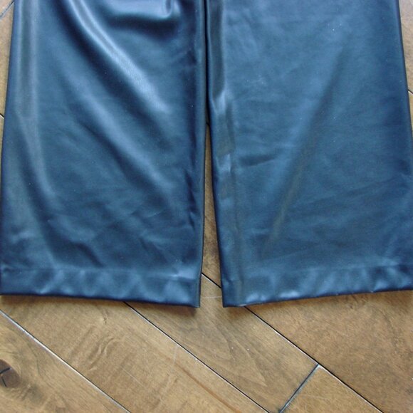 Zara Black Faux Leather Wide Leg Pants High Waist Office Party Holiday NEW  XS - Picture 15 of 15